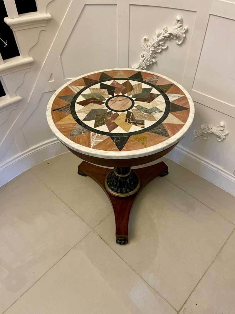 Antique Victorian Quality Circular Specimen Marble Top Lamp/Centre Table - Image 4